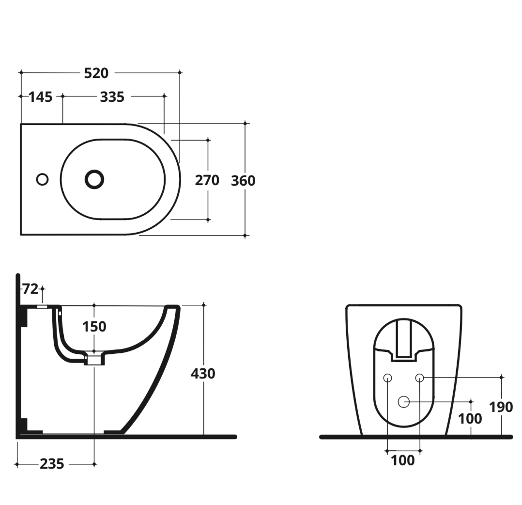 ALTHEA COVER RIMLESS 52X36 H43  SET SANITARI FILOMURO WC+BIDET - immagine 4